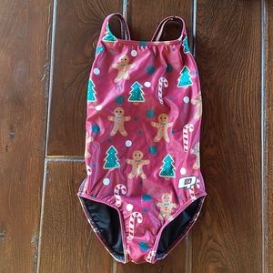 Q swimsuit holiday print girls size 12